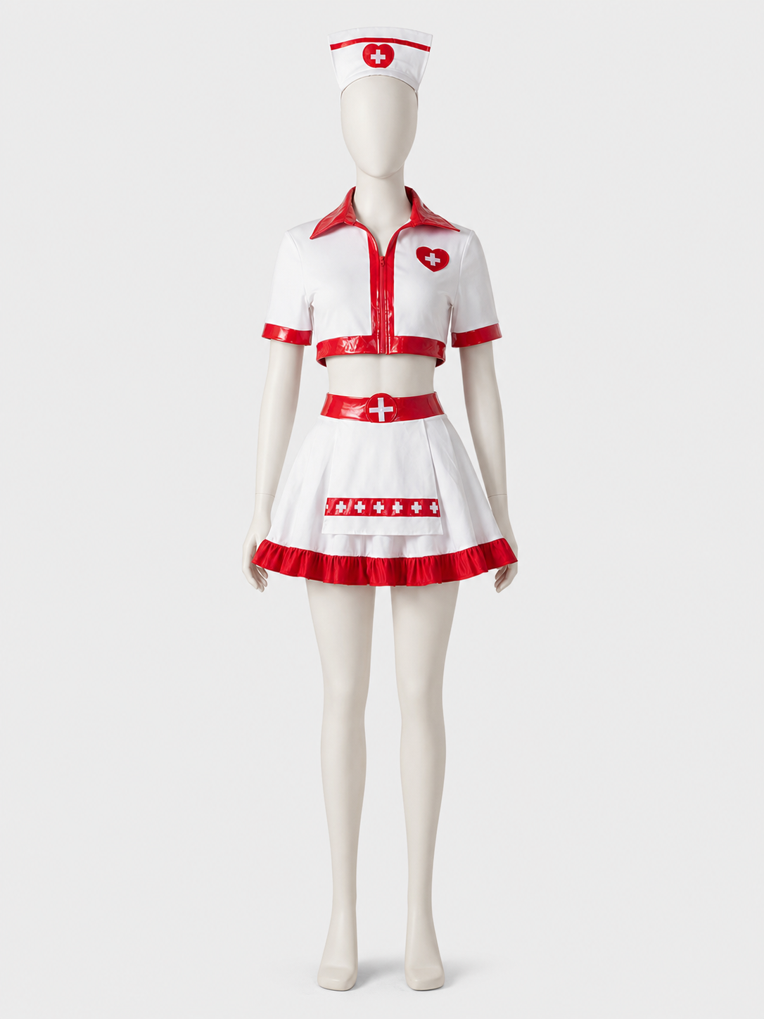 Medical Costume with Skirt and Cap, White and Red
