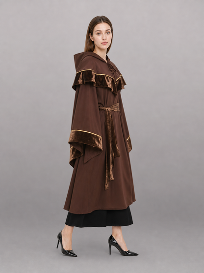 Dark Brown Hooded Costume Cloak