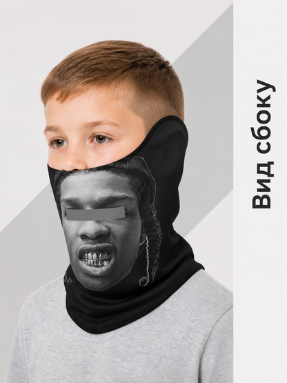 Black and Gray Halloween Mask for Cosplay and Parties side view