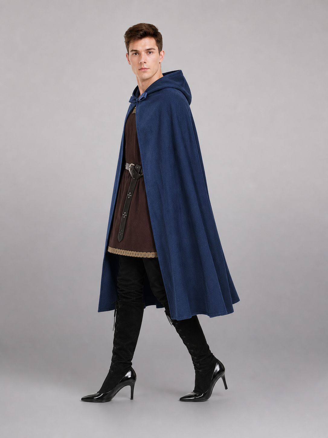 Blue Hooded Medieval Carnival Cloak