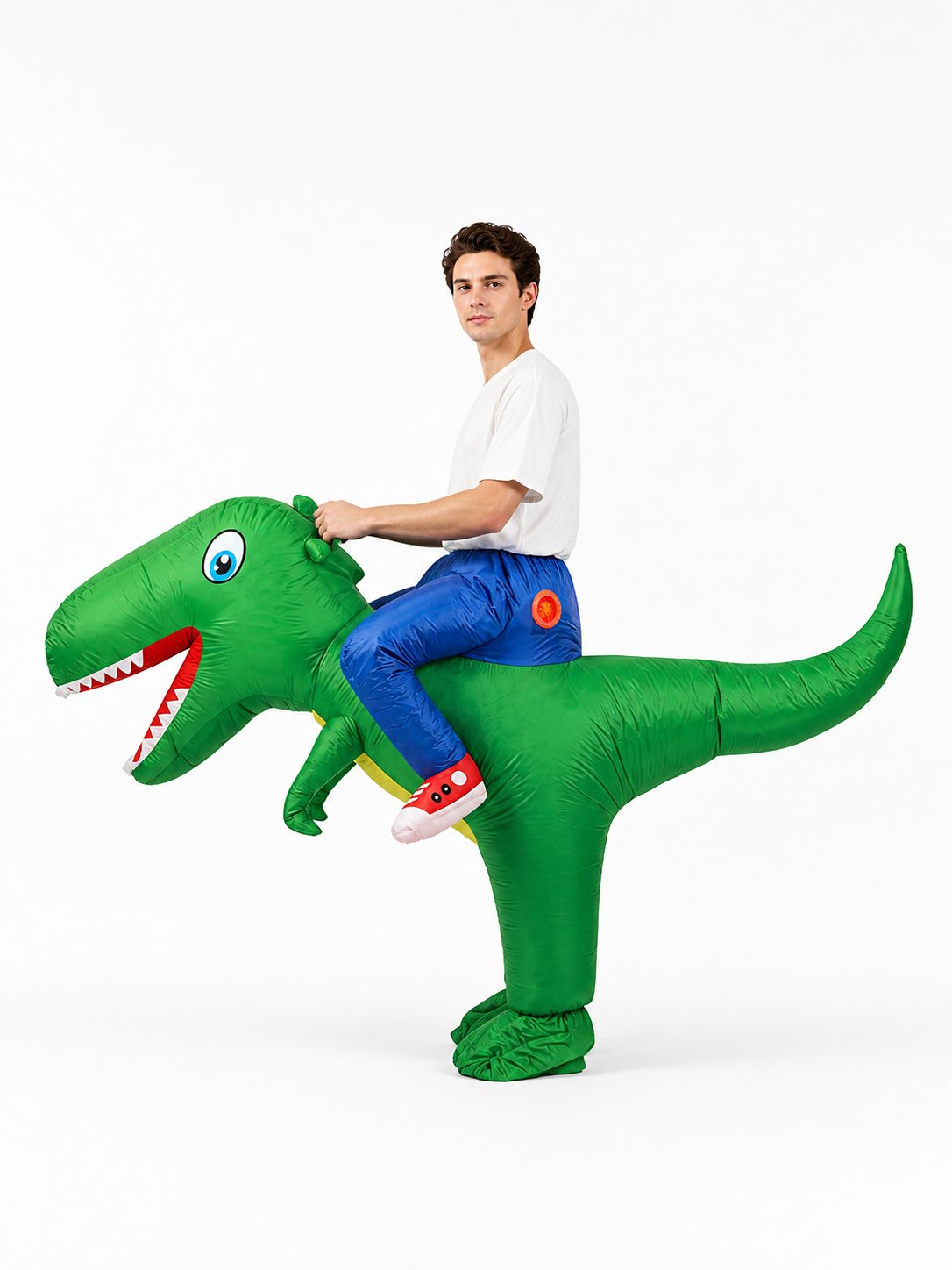 Green Inflatable Dinosaur Costume for Parties side view