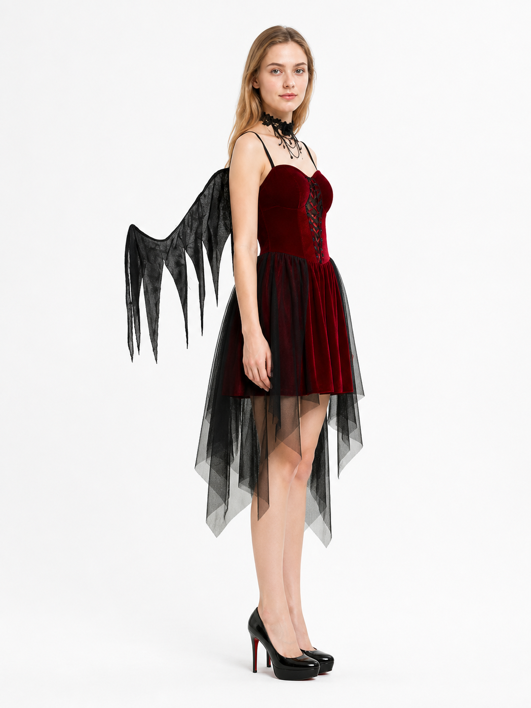 Halloween Carnival Costume with Wings side view