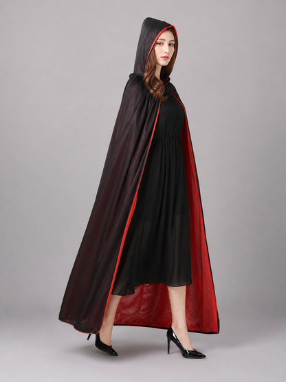 Black and Red Hooded Carnival Cloak