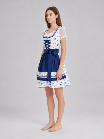 Bavarian Dirndl Dress with Apron for Oktoberfest