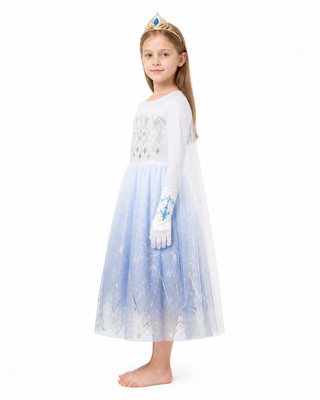 Children's Sequin Carnival Costume with Crown side view