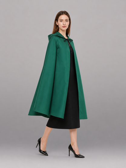 Long Green Carnival Cloak with Hood