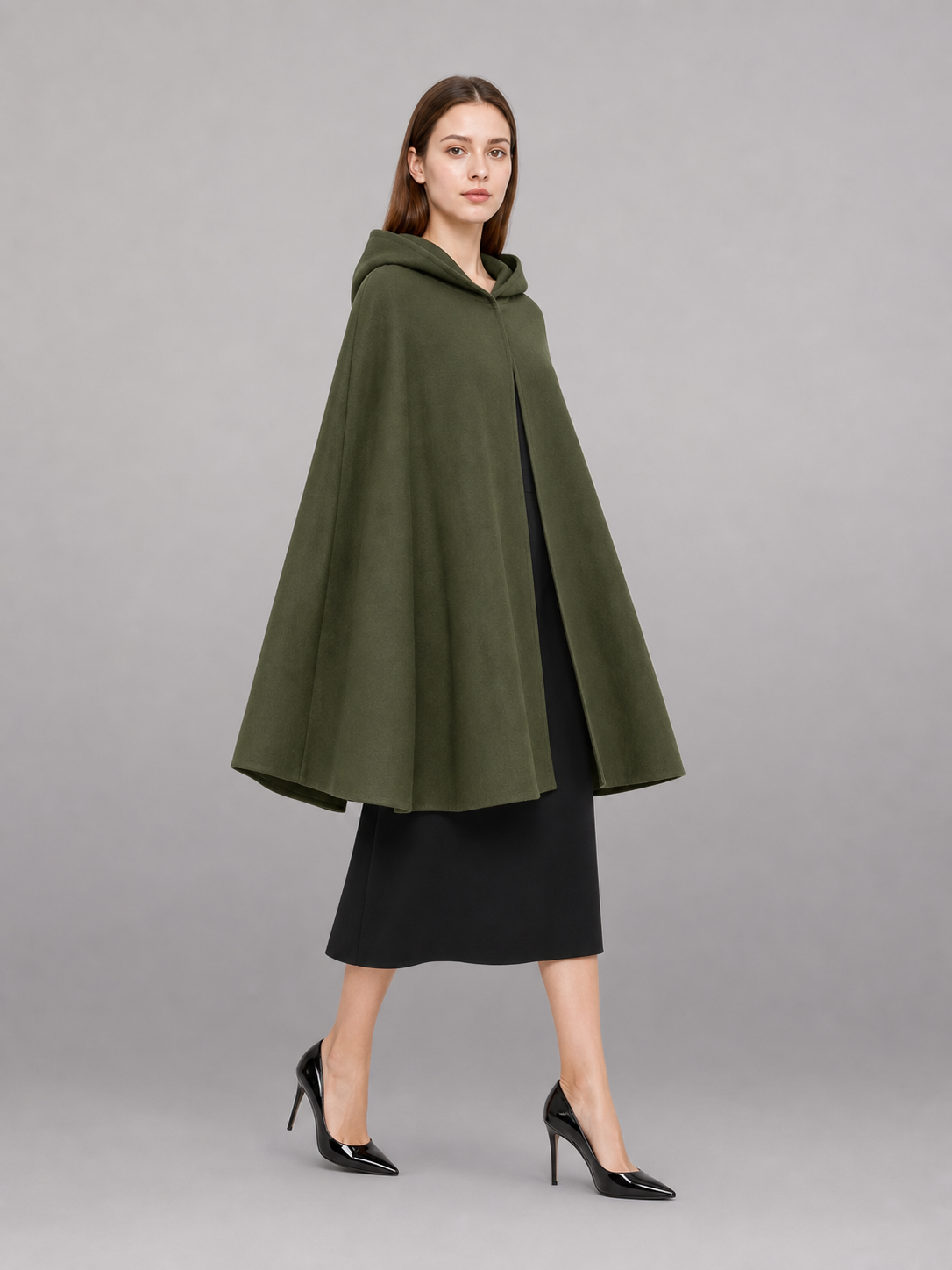 Olive Green Costume Cloak with Hood