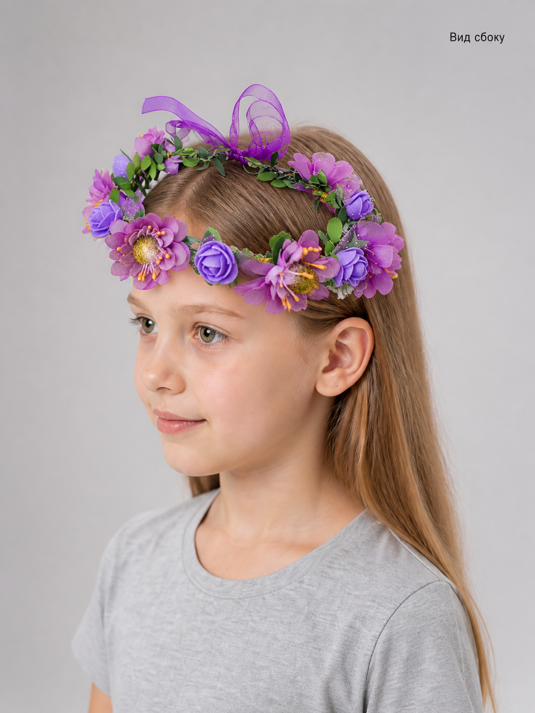 Halloween Carnival Headband with Flowers and Ribbon side view