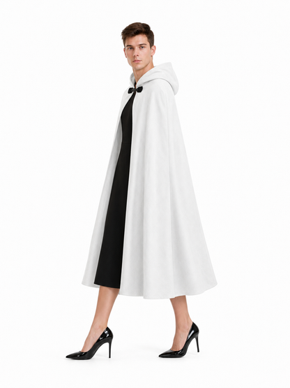 White medieval costume cloak with hood