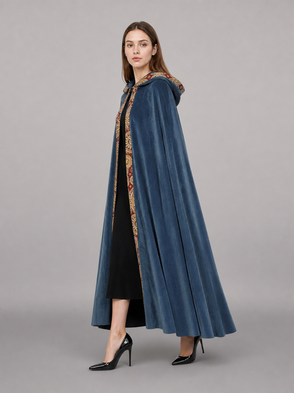 Dark Blue Hooded Costume Cloak