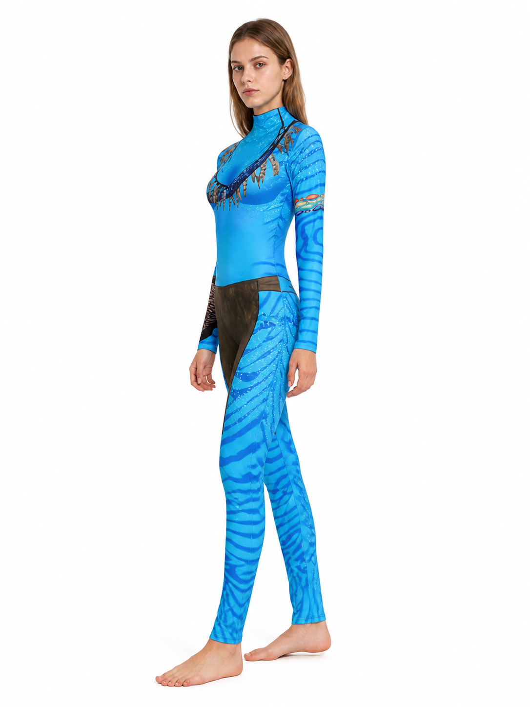 Avatar Jumpsuit Costume with High Collar side view