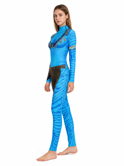 Avatar Jumpsuit Costume with High Collar side view