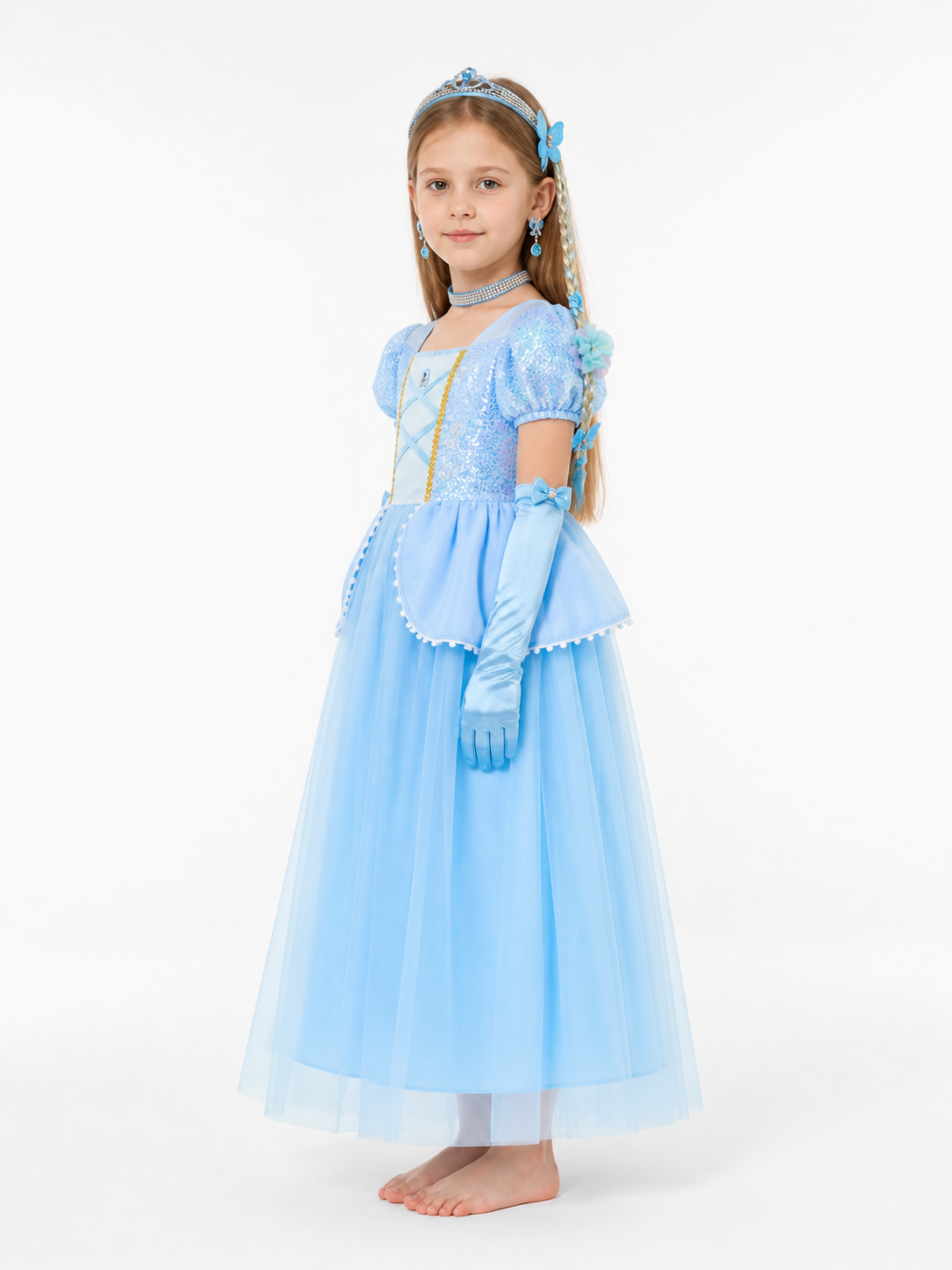 Children's Carnival Ball Gown Dress with Accessories side view