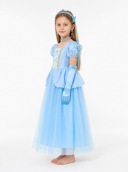Children's Carnival Ball Gown Dress with Accessories side view