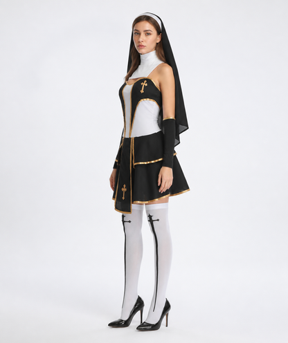 Religious Halloween Costume with a Cross side view