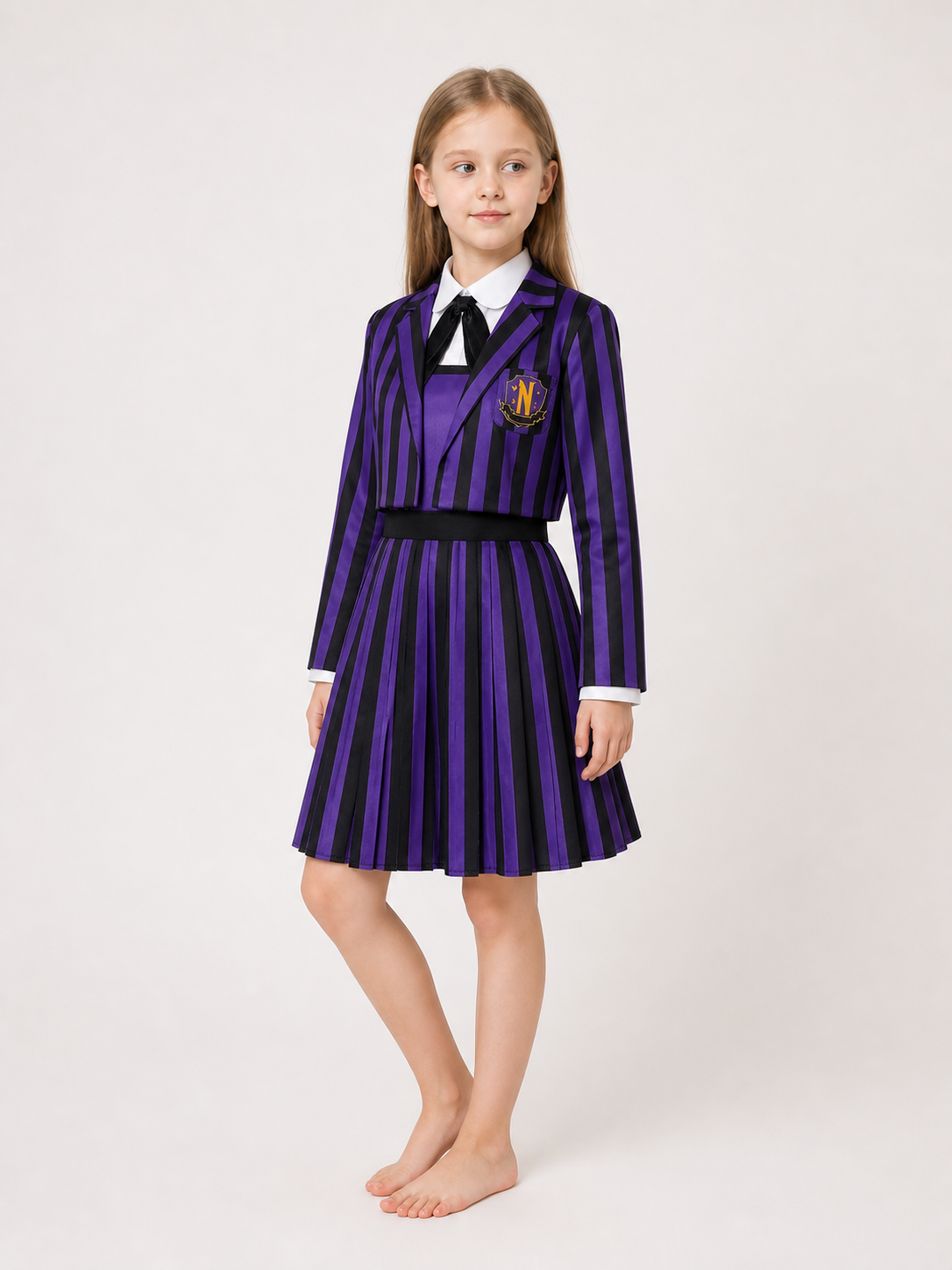 Purple and Black Striped Carnival Costume for Cosplay side view