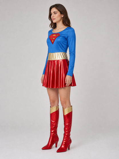 Superhero Costume: Dress with Boot Covers for Cosplay side view