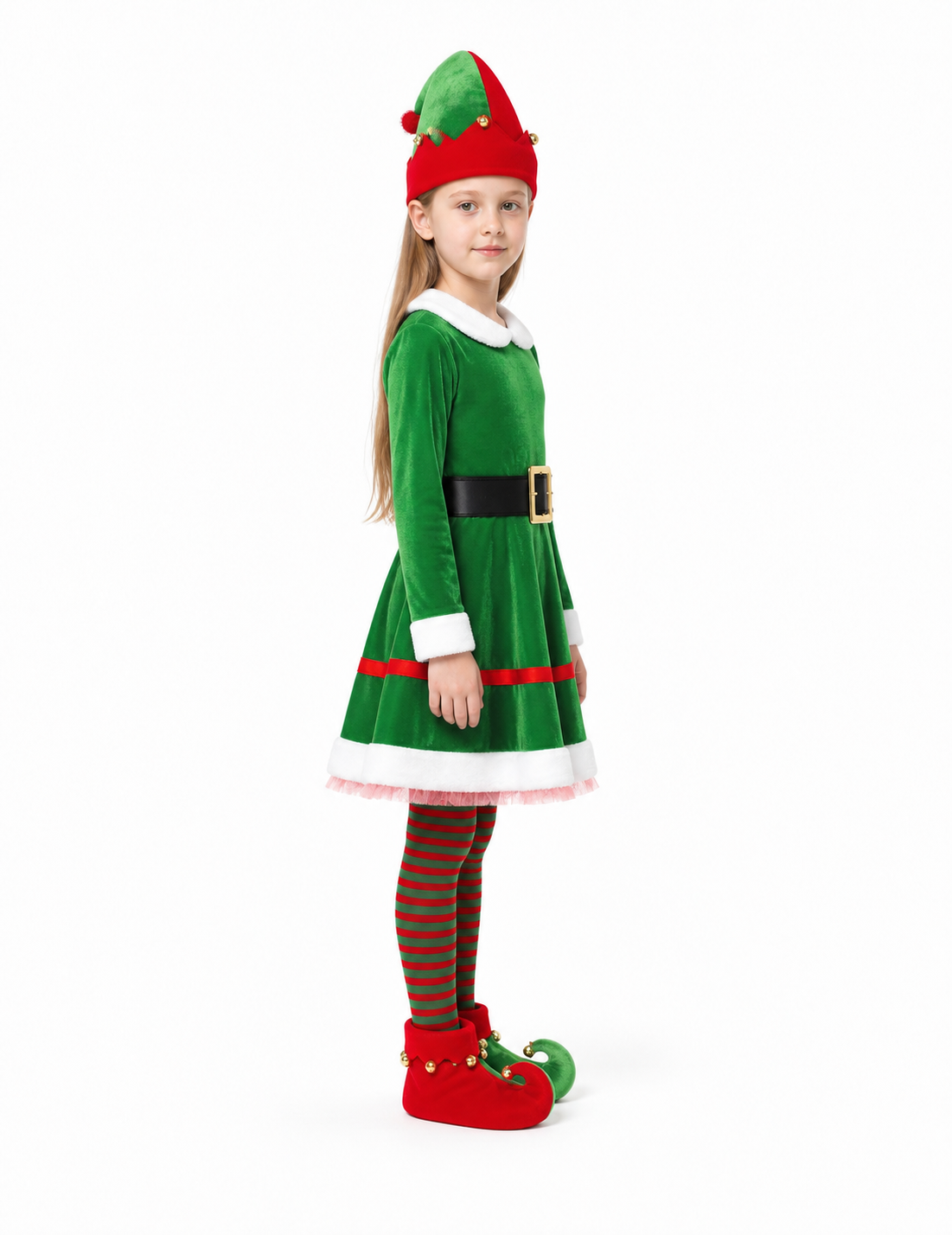 Christmas Elf Costume with Hat, Tights, and Belt