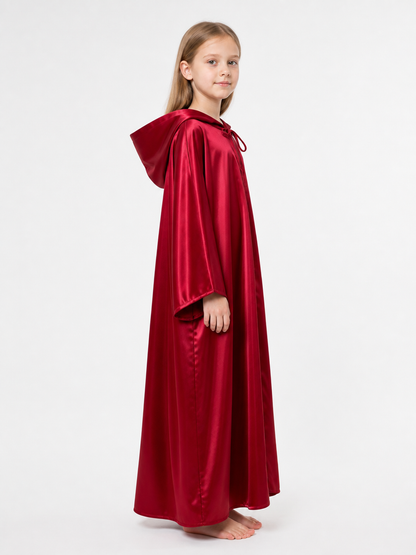 Wine-Red Long Hooded Robe for Jedi Cosplay side view