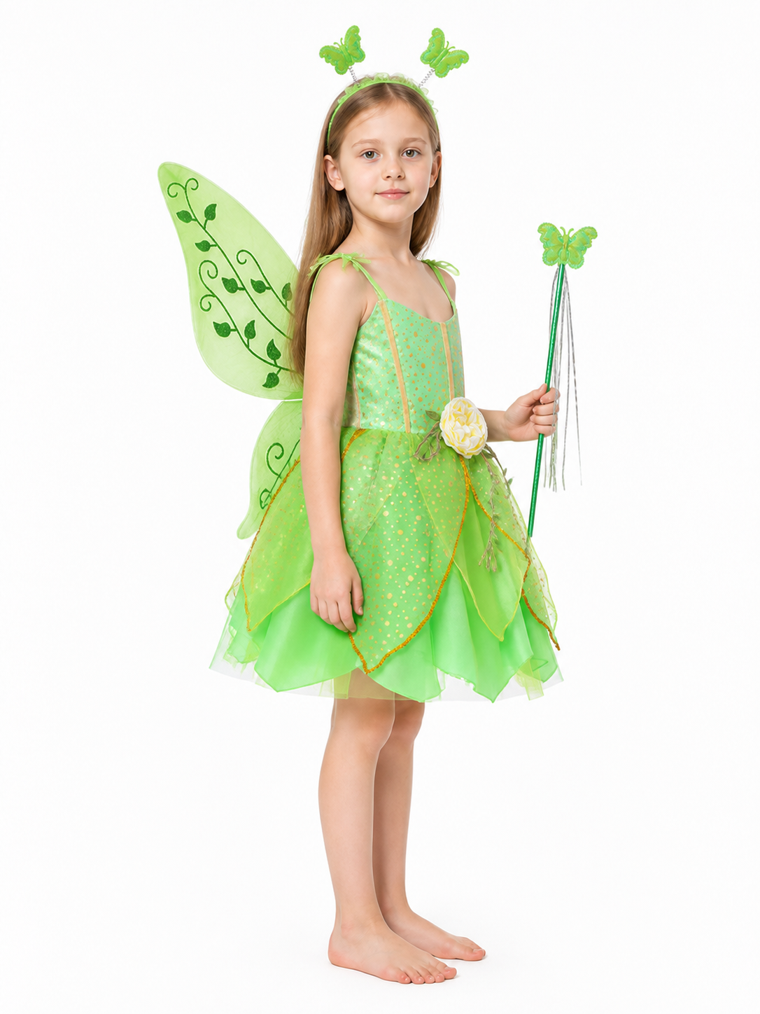 Children's Tinker Bell Fairy Costume with Wings side view
