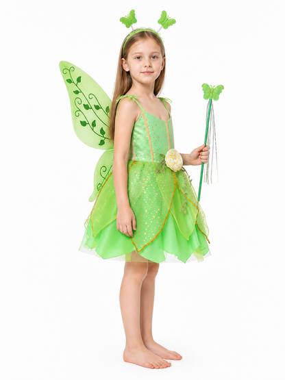 Children's Tinker Bell Fairy Costume with Wings side view