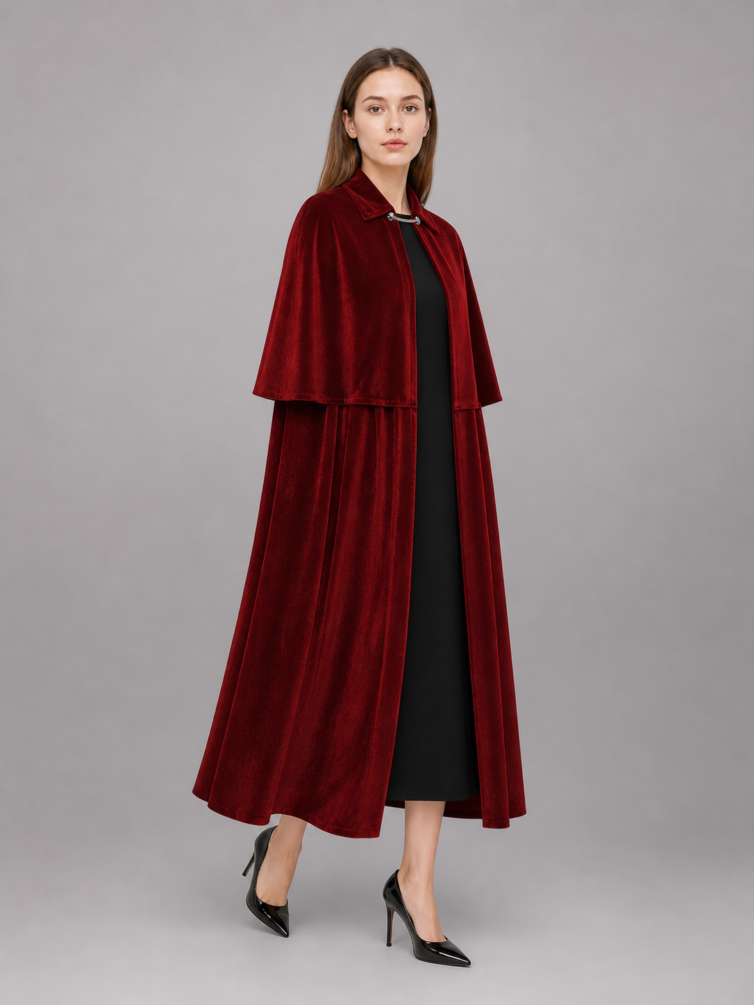 Long Burgundy Vampire Costume Cape