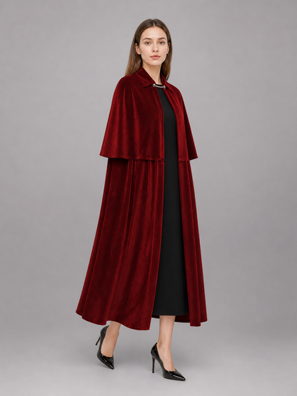 Long Burgundy Vampire Costume Cape