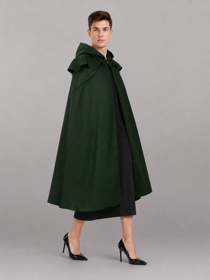 Long Green Hooded Costume Cloak