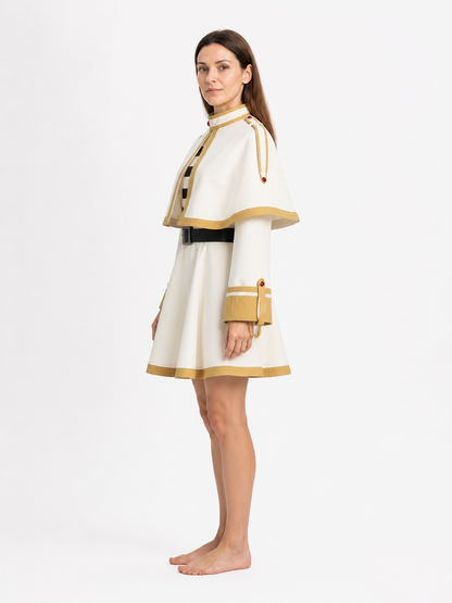 Purple Frieren Cosplay Costume with Cape and Dress side view