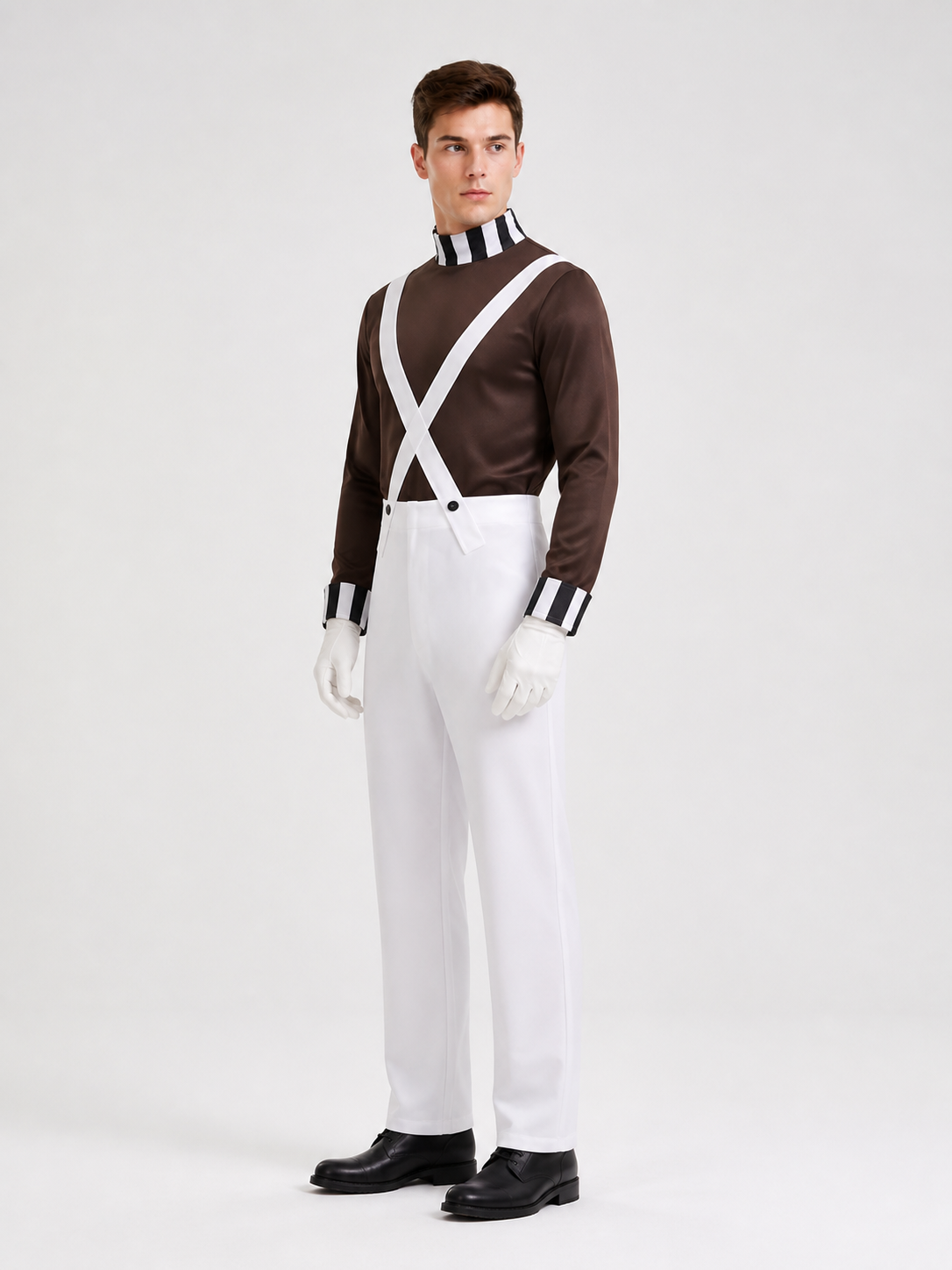 Halloween costume with jumpsuit and gloves