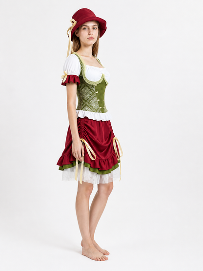 Maid Set with Corset, Skirt, and Hat side view