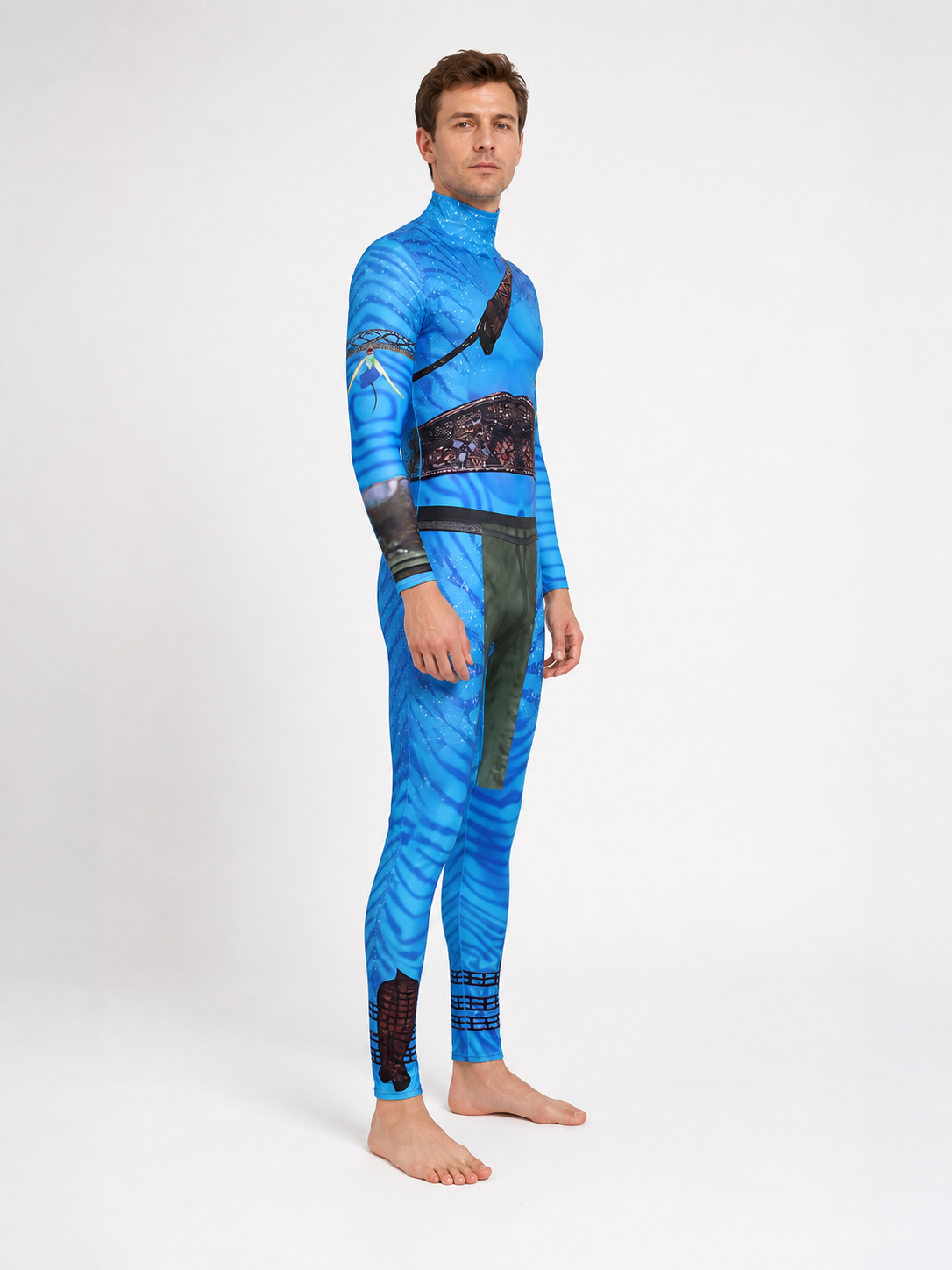 Blue Avatar stage jumpsuit for children and adults side view