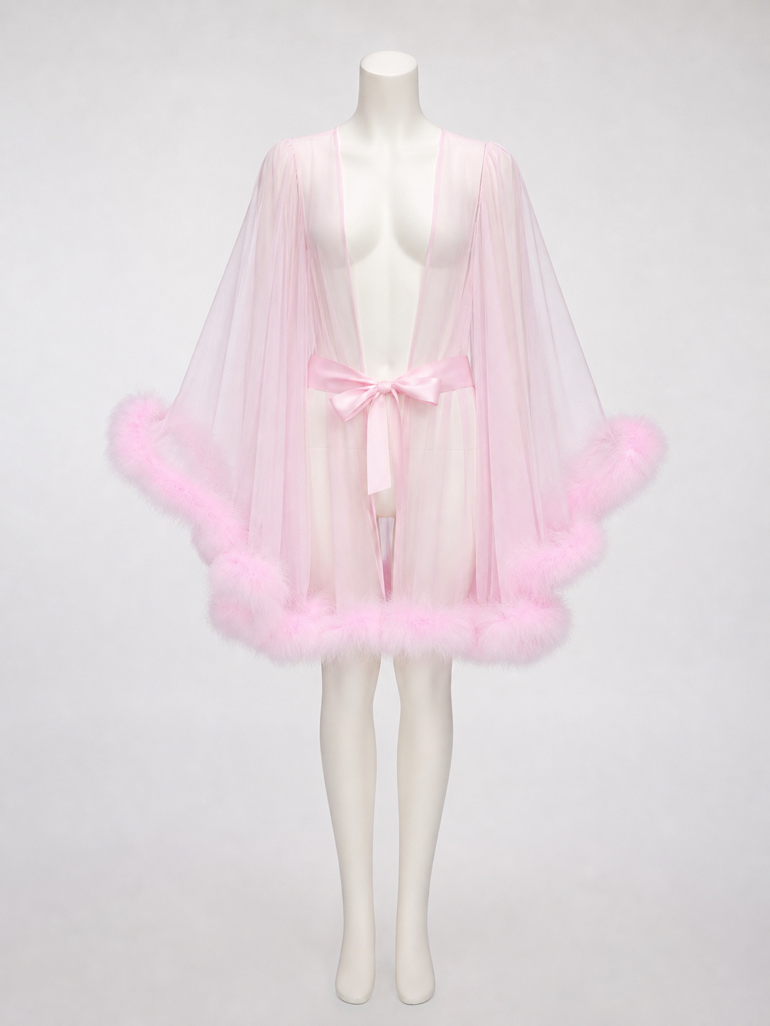 Pink Sheer Adult Cape with Trim side view