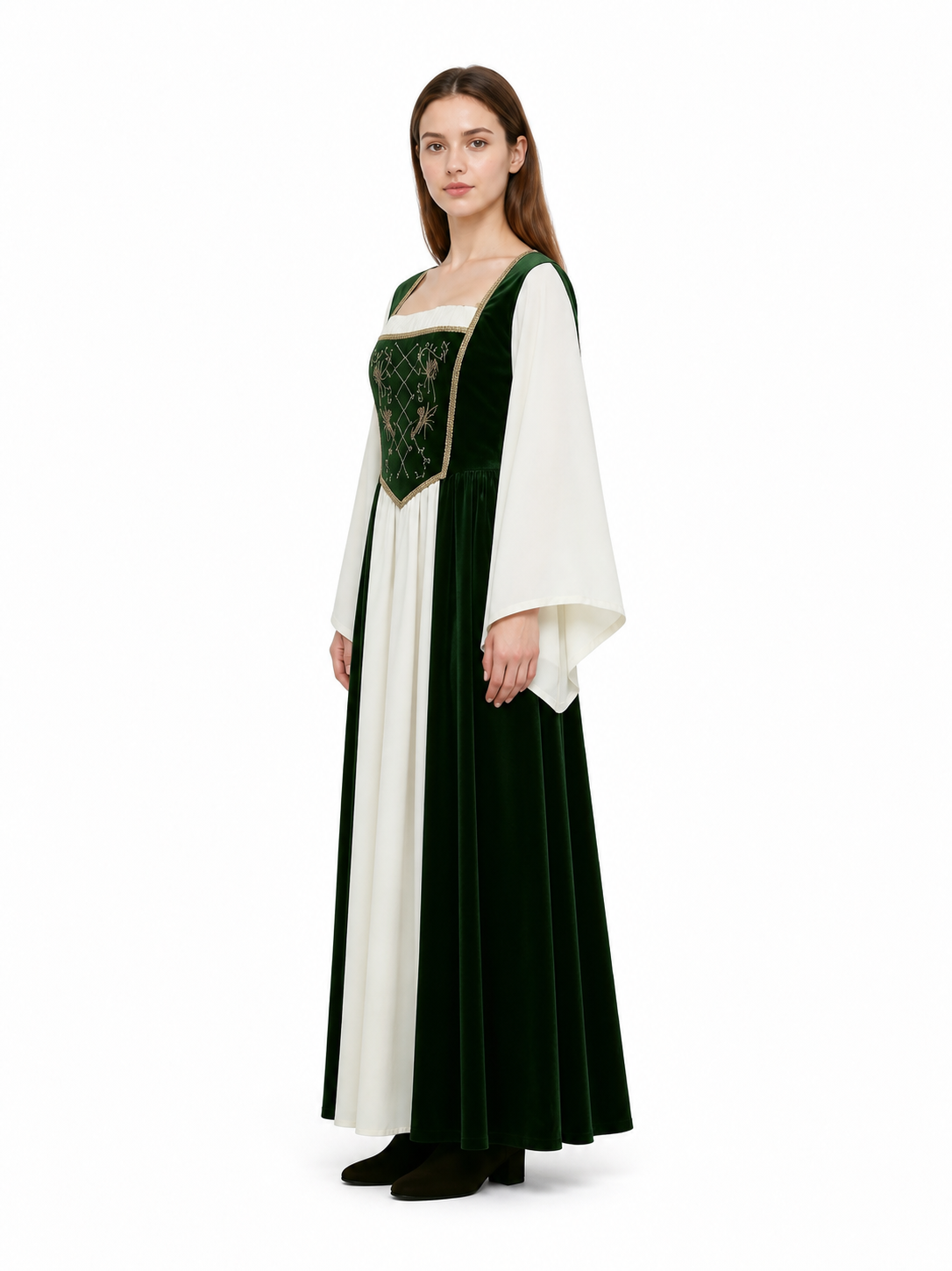 Historical Costume with Long Sleeves and a Long Skirt side view