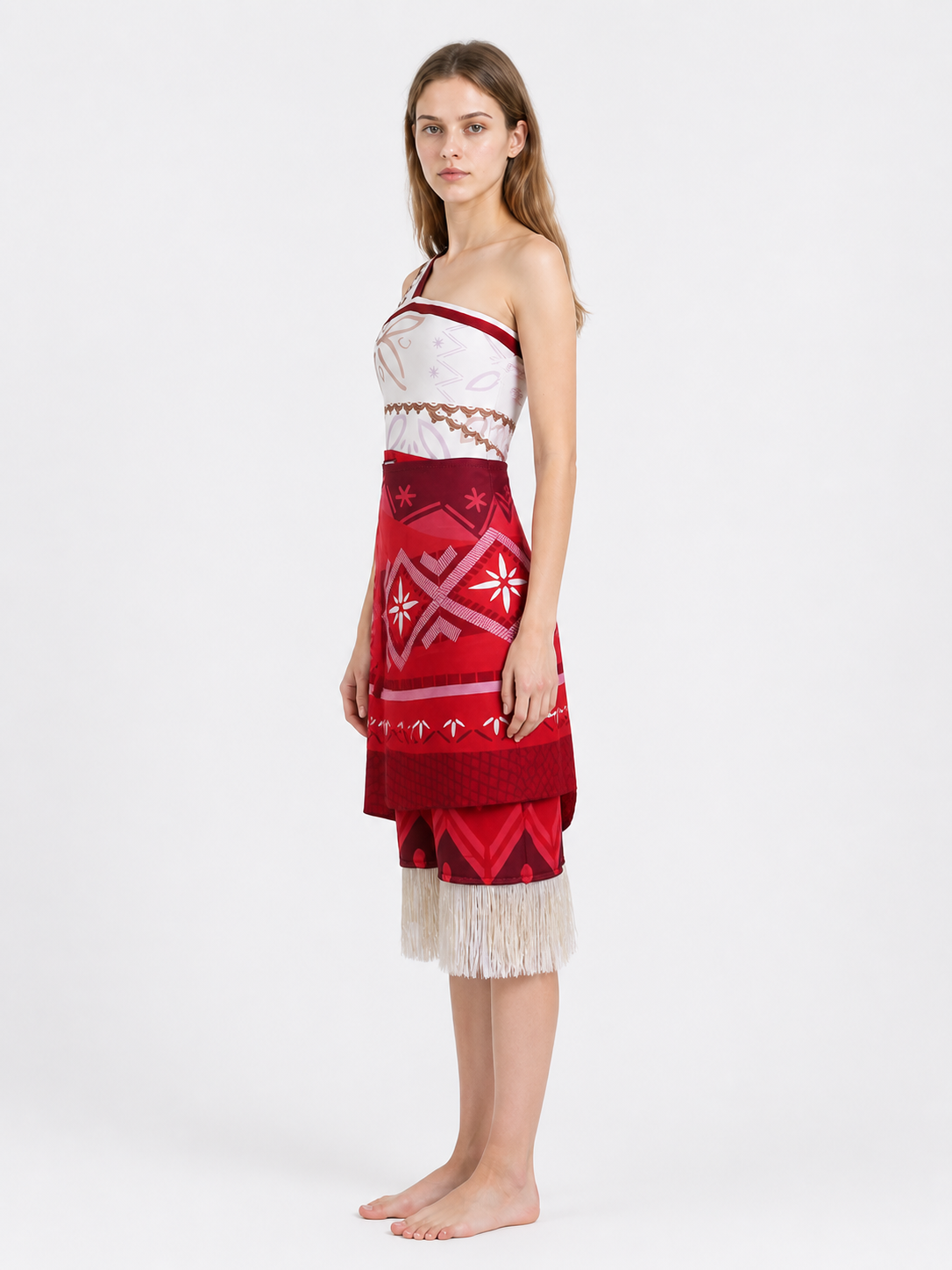 Jumpsuit Costume with Geometric Patterns and Fringe side view