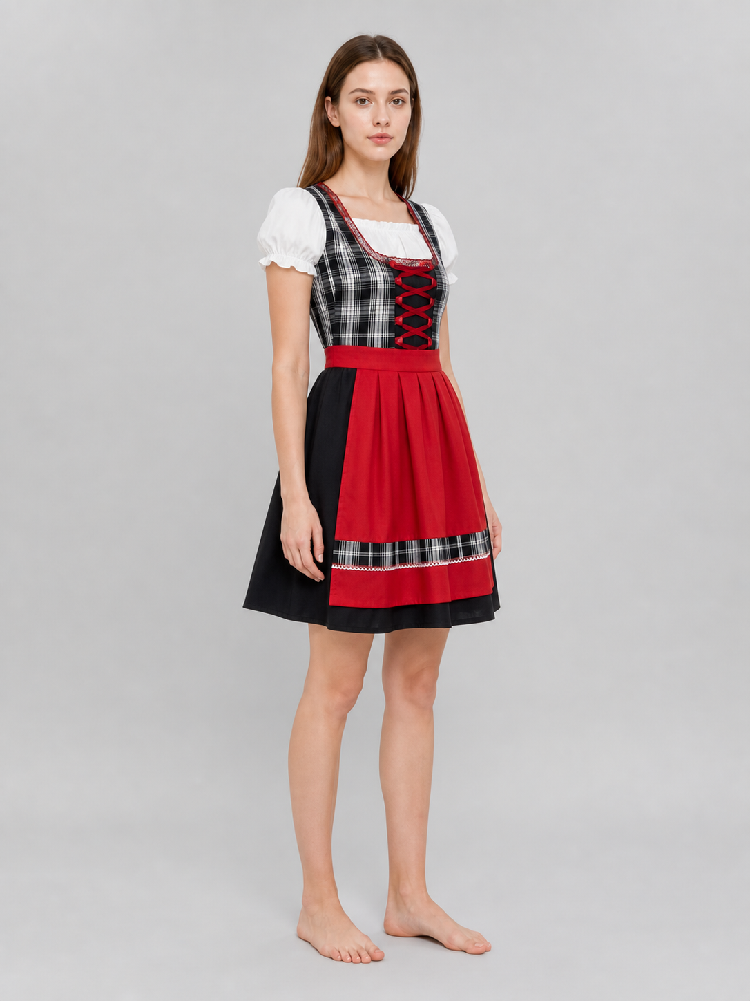 Plaid Dress Costume with Apron and Accessories