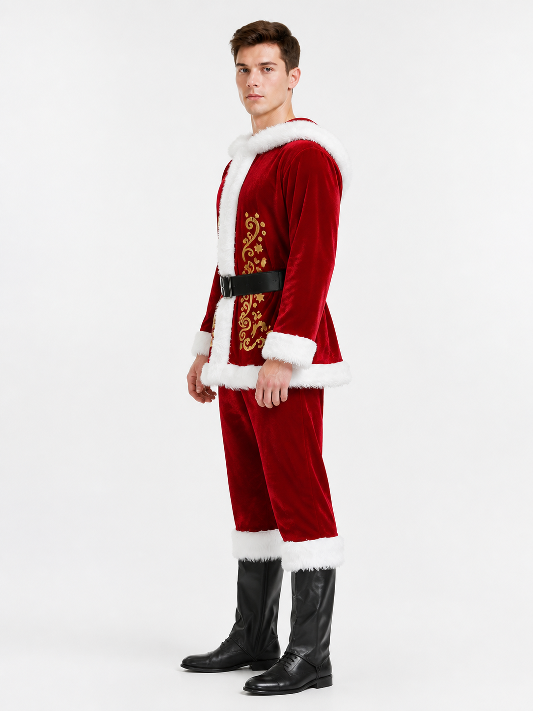 Santa Claus Costume with Red Top and Pants side view