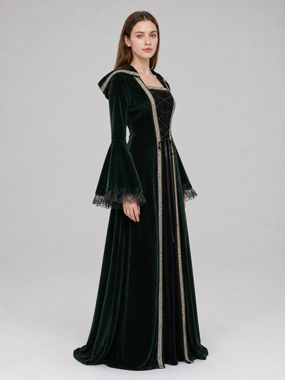 Gothic Hooded Dress in a Medieval Style