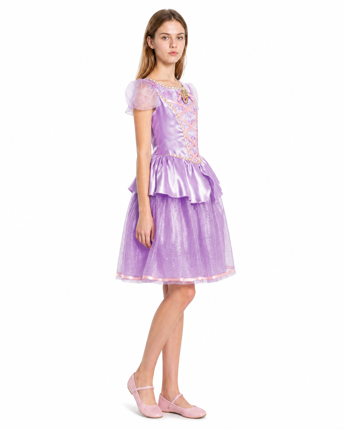 Light Purple Princess Dress with Ruffles side view