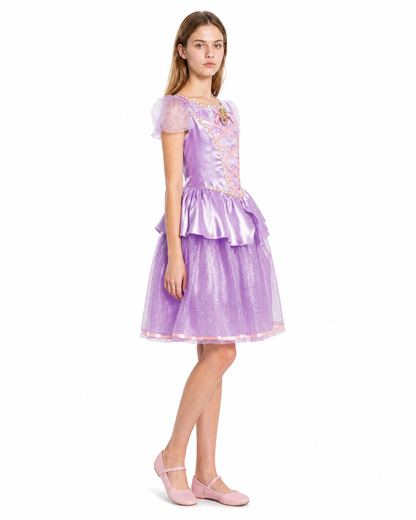Light Purple Princess Dress with Ruffles side view