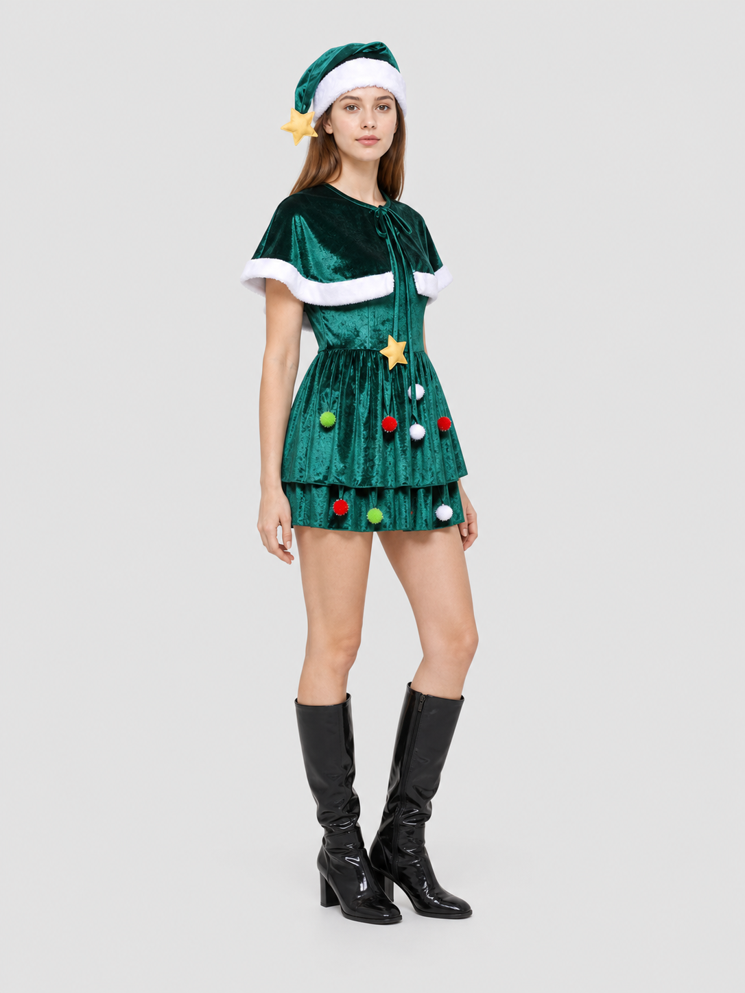 Christmas Tree Costume with Tiered Skirt for Performances