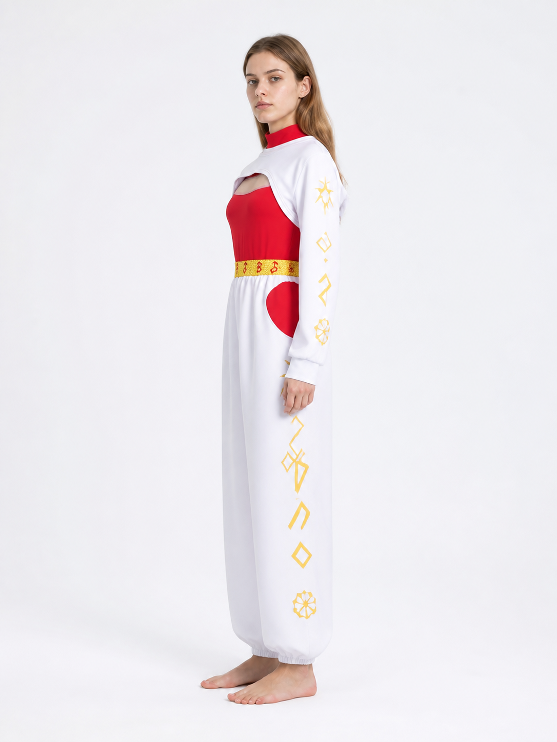 3-Piece Cosplay Costume, Red, White, and Gold side view