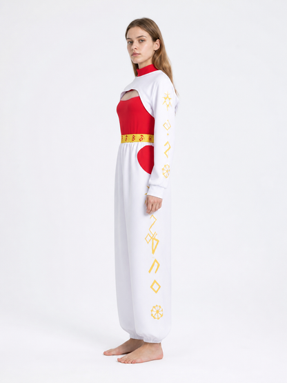 3-Piece Cosplay Costume, Red, White, and Gold side view