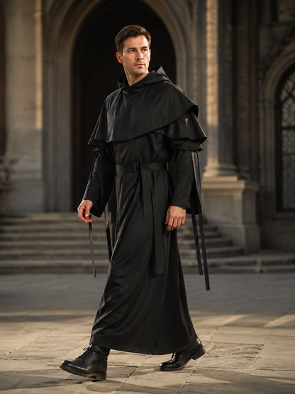 Gothic Hooded Nun Costume for Cosplay side view