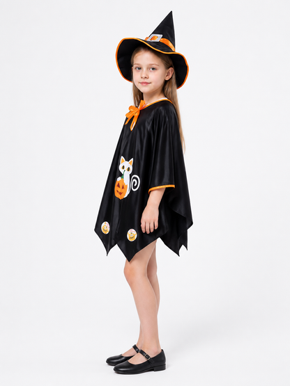 Witch Costume with Cape and Pointed Hat side view