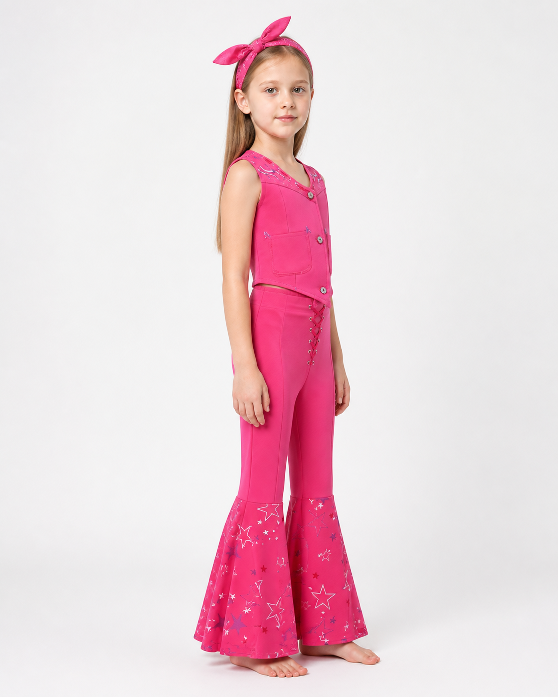 Kids' Costume with Vest and Star-Patterned Flare-Leg Pants