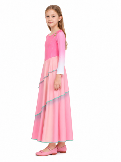 Children's Long Pink Glinda Witch Dress for Halloween side view