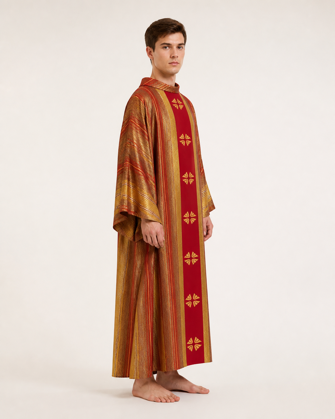 Cosplay Robe with Wide Sleeves and Stand Collar side view