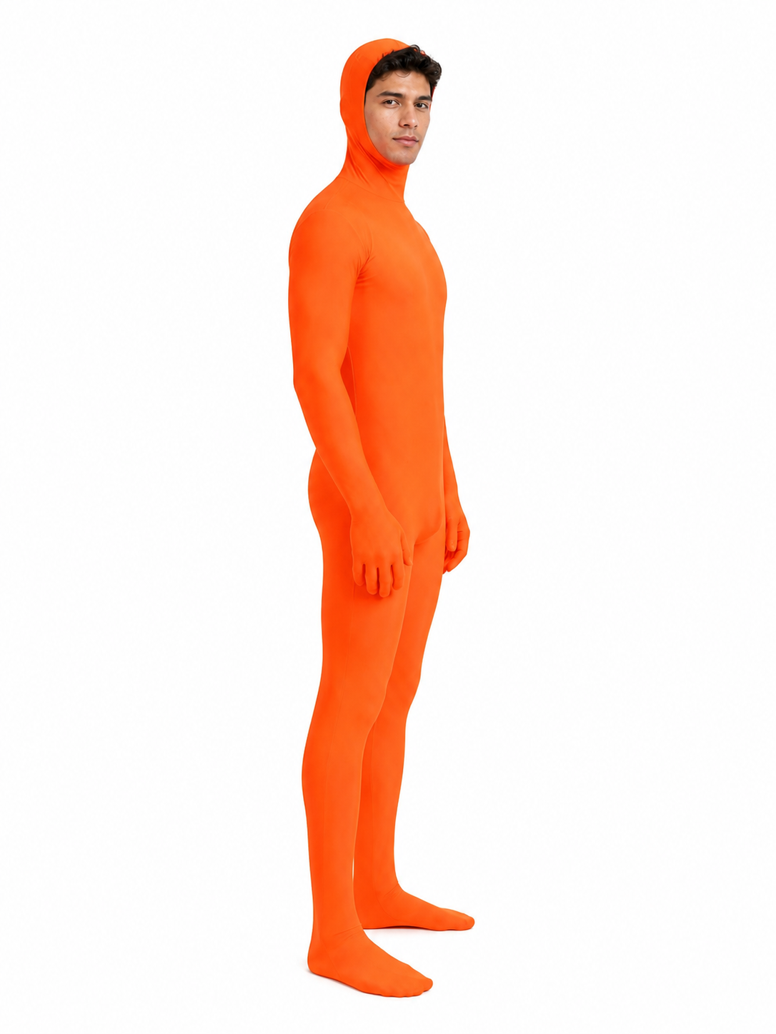 Full-Body Tight Fluorescent Orange Zentai Suit