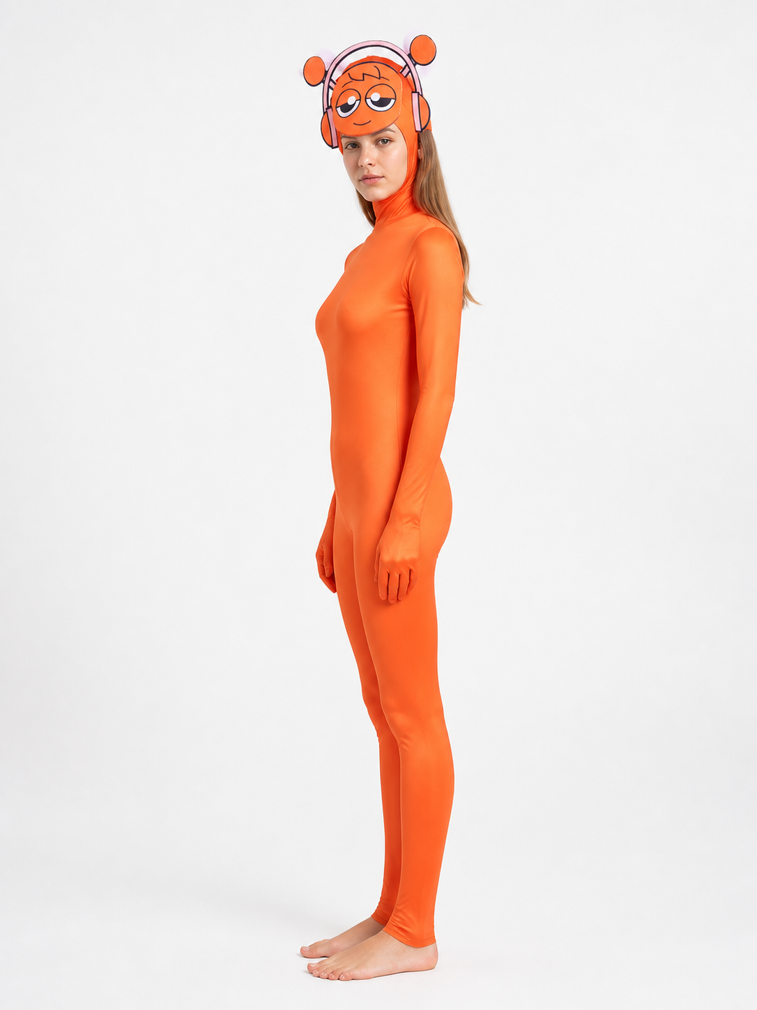 Orange Sprunki Jumpsuit Costume with Print side view